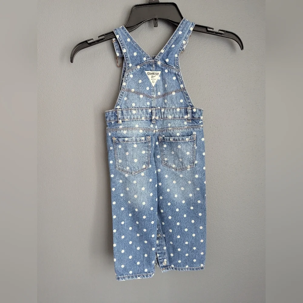 Oshkosh B'gosh Polka Dot Overalls Size 18 Month. Blue Denim With White Polka Dot